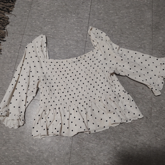 100% cotton American eagle cropped baby doll polka dot top - Picture 2 of 8